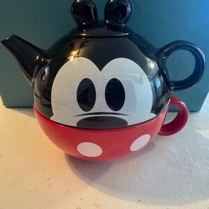 Disney Mickey Mouse Black and Red Ceramic Teapot